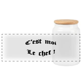c'est moi le chef ! - Boîte à biscuits avec couvercle en bois - blanc - Devant