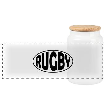 Rugby Logo 2 - Boîte à biscuits avec couvercle en bois - blanc - Devant