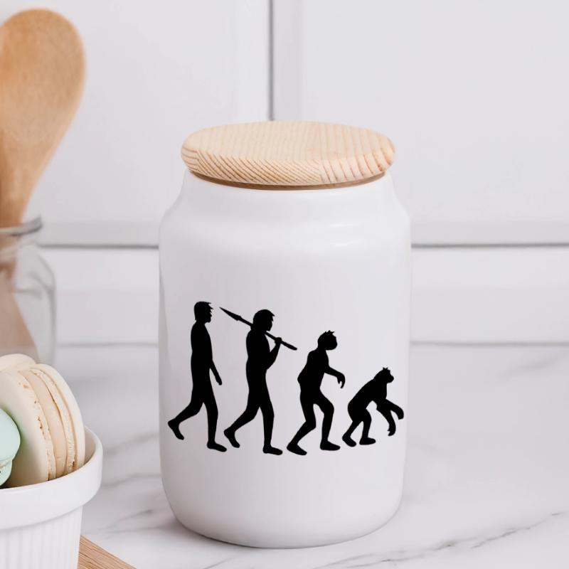 devolution Panoramic Cookie Jar with Wooden Lid