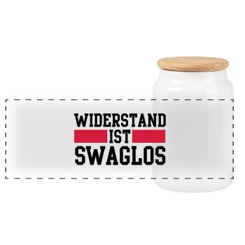 widerstand ist swaglos - Panoramic Cookie Jar with Wooden Lid - white - Front