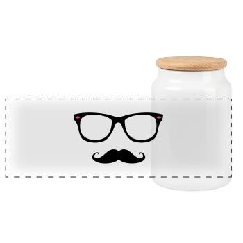 I love moustache hype - Boîte à biscuits avec couvercle en bois - blanc - Devant