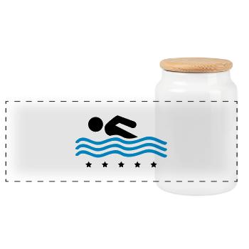 swimming_wo2 - Boîte à biscuits avec couvercle en bois - blanc - Devant