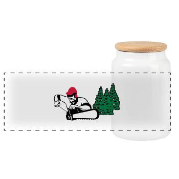lumberjack - Panoramic Cookie Jar with Wooden Lid - white - Front