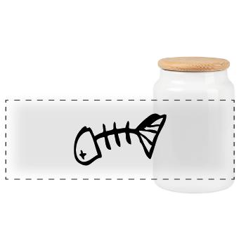 Arête de poisson - Boîte à biscuits avec couvercle en bois - blanc - Devant