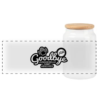goodbye_jga_1f1 - Panoramic Cookie Jar with Wooden Lid - white - Front