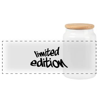 Limited Edition Graffiti Design - Panoramic Cookie Jar with Wooden Lid - white - Front