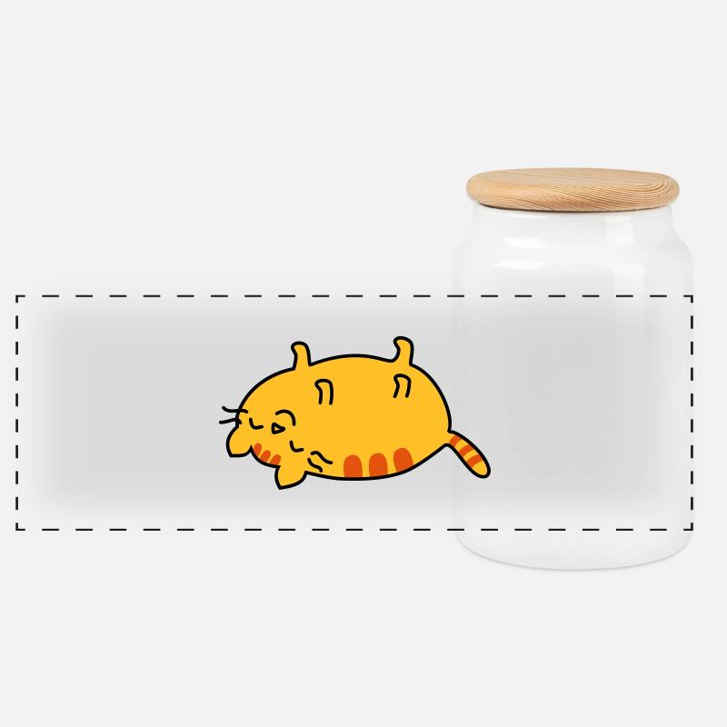 lazy cat - Panorama Keksdose mit Holzdeckel - Weiß