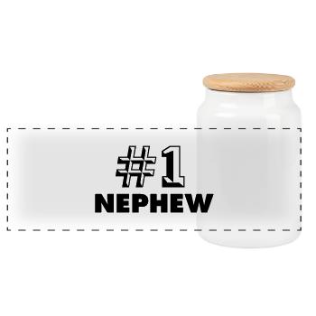 number one nephew - Boîte à biscuits avec couvercle en bois - blanc - Devant