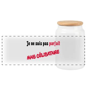 Je ne suis pas parfait mais celibataire - Boîte à biscuits avec couvercle en bois - blanc - Devant