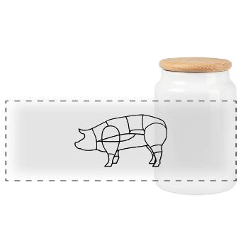 charcutier découpe de cochon charcuterie BBQ grill - Boîte à biscuits avec couvercle en bois - blanc - Devant