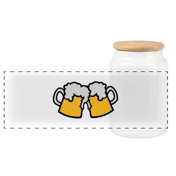 Beer - Panoramic Cookie Jar with Wooden Lid - white - Front