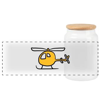 Comic Cartoon Kinder Heli Niedlich - Panorama Keksdose mit Holzdeckel - Weiß - Vorne