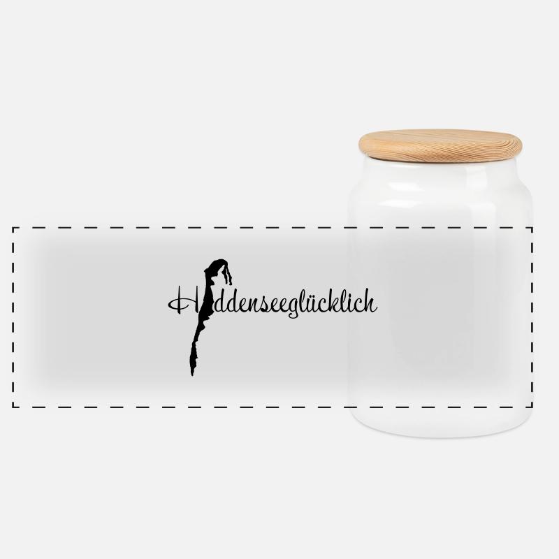 Hiddenseeglücklich klein - Panorama Keksdose mit Holzdeckel - Weiß