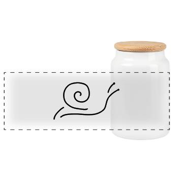 schnecke mit haus - Panorama Keksdose mit Holzdeckel - Weiß - Vorne