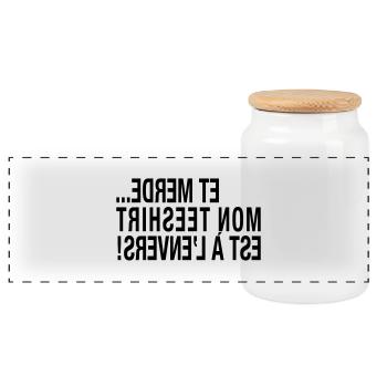 Mon Tee est à l'envers... - Boîte à biscuits avec couvercle en bois - blanc - Devant