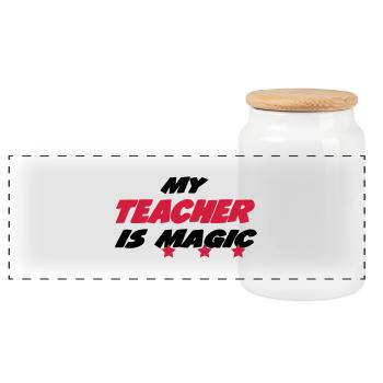 My teacher is magic - Boîte à biscuits avec couvercle en bois - blanc - Devant