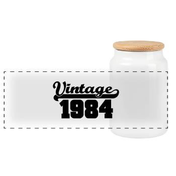 vintage 1984 - Panorama Keksdose mit Holzdeckel - Weiß - Vorne