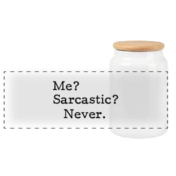 Me? Sarcastic? - Never. - Panorama Keksdose mit Holzdeckel - Weiß - Vorne