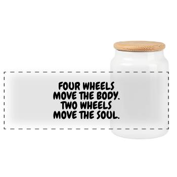 Biker Motorbike Motorrad Moto Motard Speed Sport - Panoramic Cookie Jar with Wooden Lid - white - Front