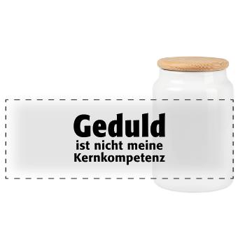 Geduld ist nicht meine Kernkompetenz Ausdauer - Panorama Keksdose mit Holzdeckel - Weiß - Vorne
