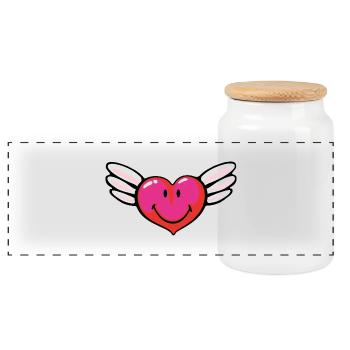 Smiley Love Angel - Panoramic Cookie Jar with Wooden Lid - white - Front