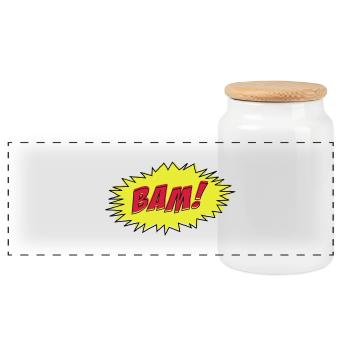 Comic Book BAM! - Panoramic Cookie Jar with Wooden Lid - white - Front