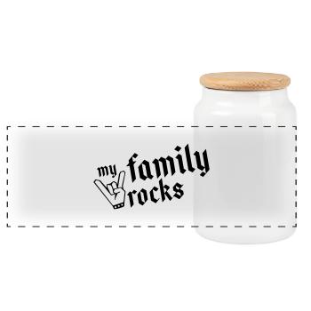 family rocks my - Panorama Keksdose mit Holzdeckel - Weiß - Vorne