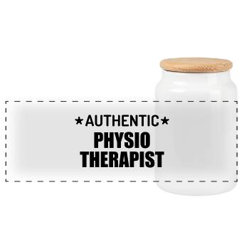 Physiotherapy Physio Krankengymnast Kiné Doctor - Panoramic Cookie Jar with Wooden Lid - white - Front