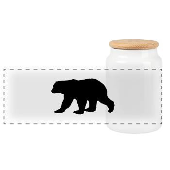 bear silhouette - Panorama Keksdose mit Holzdeckel - Weiß - Vorne