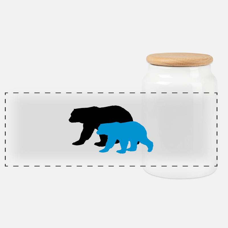 bears silhouettes - Panorama Keksdose mit Holzdeckel - Weiß