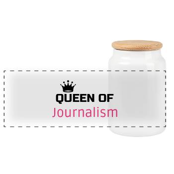 Journalist Journalism Journalismus Journaliste - Panoramic Cookie Jar with Wooden Lid - white - Front