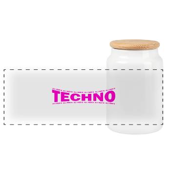 LOVE TECHNO GESCHENK goa pbm bpm - Panorama Keksdose mit Holzdeckel - Weiß - Vorne