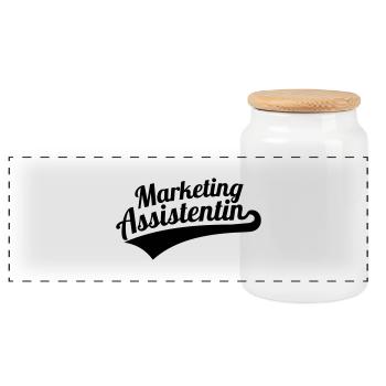 Marketingassistentin - Panorama Keksdose mit Holzdeckel - Weiß - Vorne