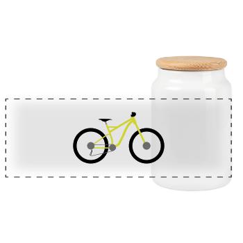 fahrrad - Panorama Keksdose mit Holzdeckel - Weiß - Vorne