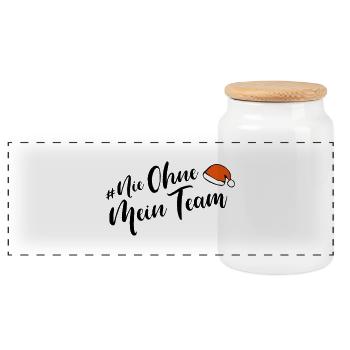 nie ohne mein team weihnachten - Panorama Keksdose mit Holzdeckel - Weiß - Vorne