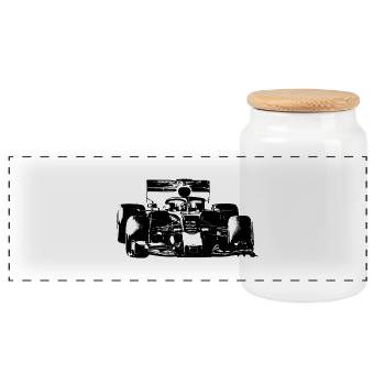 Voiture de course - Boîte à biscuits avec couvercle en bois - blanc - Devant