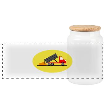 Truck - Panorama Keksdose mit Holzdeckel - Weiß - Vorne