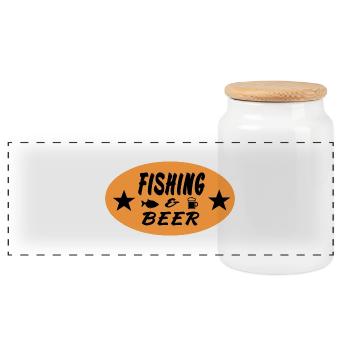 Angling - Panoramic Cookie Jar with Wooden Lid - white - Front