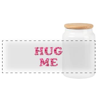 Hug Me avec des pétales de rose - Boîte à biscuits avec couvercle en bois - blanc - Devant