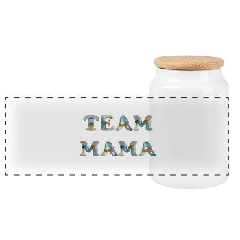 Team Mama Pacifier - Panoramic Cookie Jar with Wooden Lid - white - Front