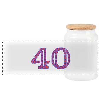 40. 40 YEARS. 40th ANNIVERSARY. 40 YEARS ANNIVERSARY. - Panoramic Cookie Jar with Wooden Lid - white - Front