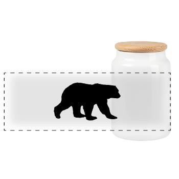 bear silhouette - Panorama Keksdose mit Holzdeckel - Weiß - Vorne