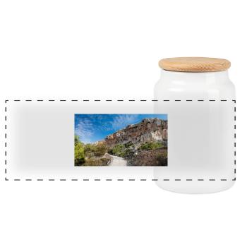 Formation rocheuse de Dingli près des falaises de Dingli, Malte - Boîte à biscuits avec couvercle en bois - blanc - Devant