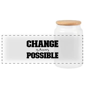 Change is always possible - Panoramic Cookie Jar with Wooden Lid - white - Front