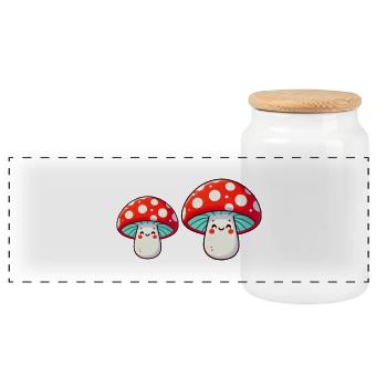 pilze comic cartoon - Panorama Keksdose mit Holzdeckel - Weiß - Vorne