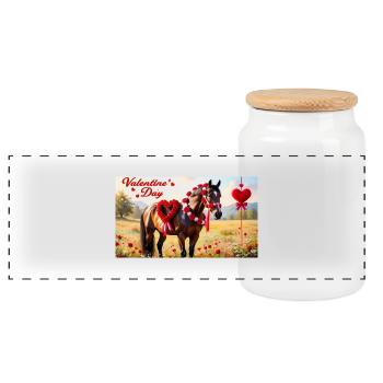 Cheval saint valentin 20241231 142950 0000 - Boîte à biscuits avec couvercle en bois - blanc - Devant