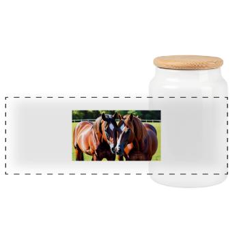 Cheval love 20241231 143142 0000 - Boîte à biscuits avec couvercle en bois - blanc - Devant