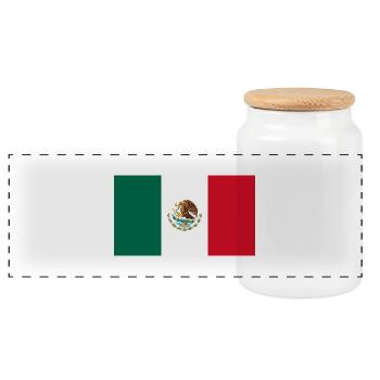Mexico - Panoramic Cookie Jar with Wooden Lid - white - Front