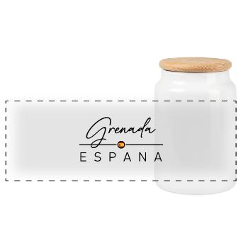 Espagne - Grenade - Espagne - España - Boîte à biscuits avec couvercle en bois - blanc - Devant