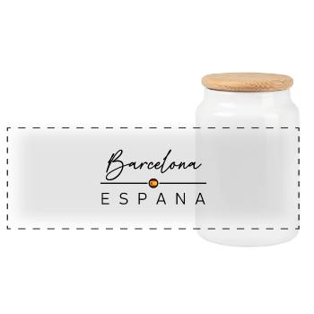 Spain - Barcelona - Spanien - Espana - Panorama Keksdose mit Holzdeckel - Weiß - Vorne